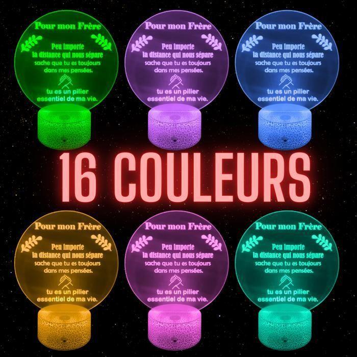 Lampe de Chevet 3D LED - Fabriquée en France - Multicolore - Tactile - Télécommande - Décorative