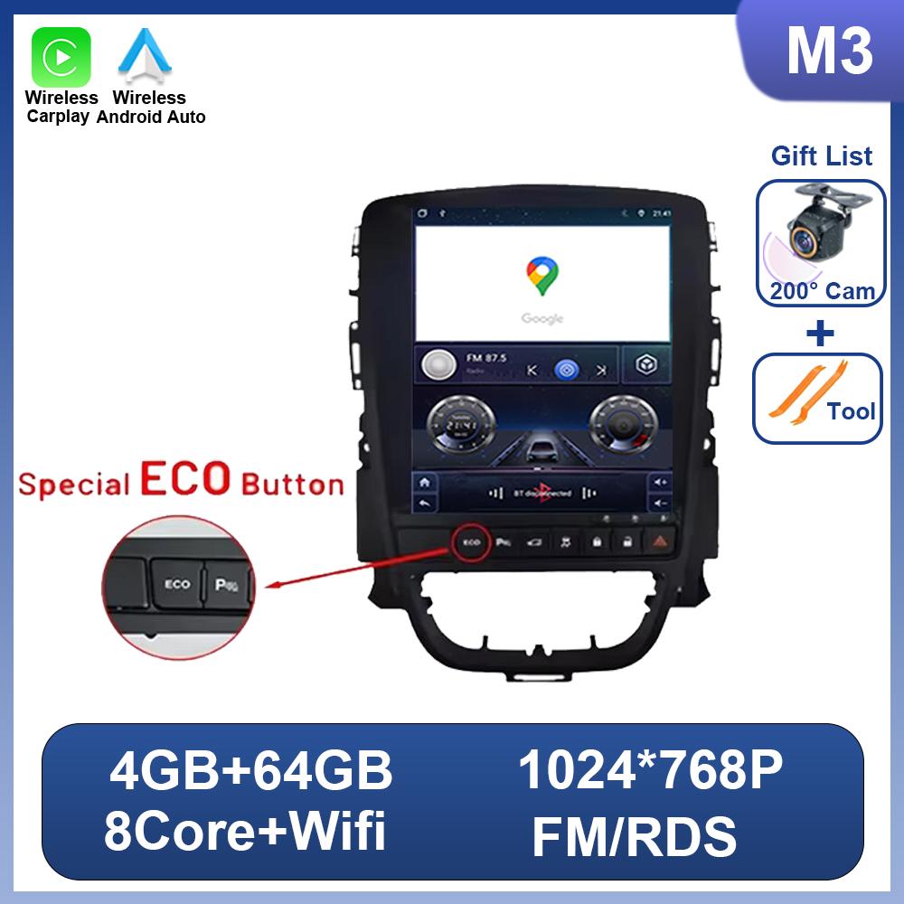 Carplay Vertical  Wireless Android Auto For Opel Astra J 2009-2015 Car Radio 9.7 Inch Radio 8Core FM AM Multimedia