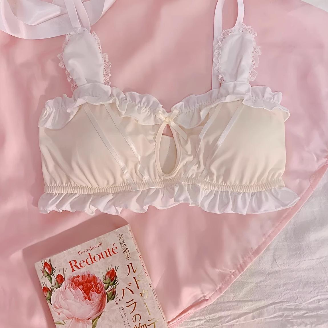 

Girls Cute Bras Wireless Underwear Girls Bras Hollow Out Lingerie 34/75AB