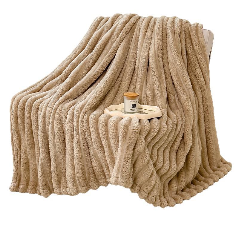 Rabbit Fur Plush Coral Fleece Flannel Nap Blanket - Gift for Office or AC Use