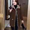 Mid-Length Velvet Plus Size Winter Trench Coat for Women - Stylish and Loose Fit, Perfect for Middle-Aged Mothers.
