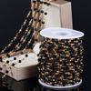 1meter 4mm Crystal Black Transparent Beaded Copper Chains Glass Beads Necklace Gold Color Chain for DIY Jewelry Making Component