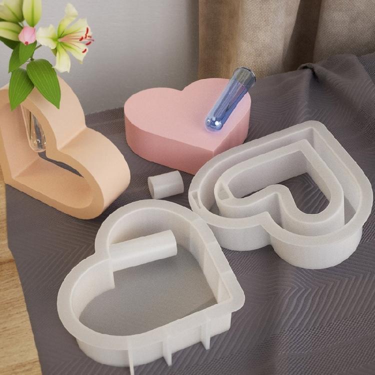 Test Tube Vase Silicone Mold Heart Shaped Flower Pots Hydroponic Plant Molds DIY