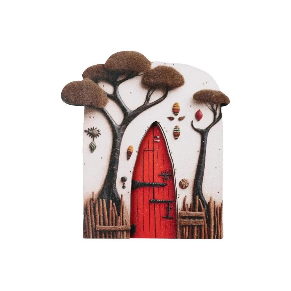 Dollhouse Wood Fairy Elf Door Mini Home Decorations Room Wall Decoration Cartoon Elf Door Baby Gift Craft Ornaments