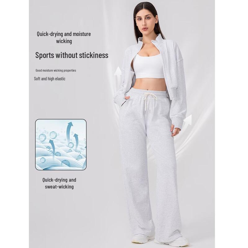 Women's Zipper Hoodie & Wide-Leg Pants Set