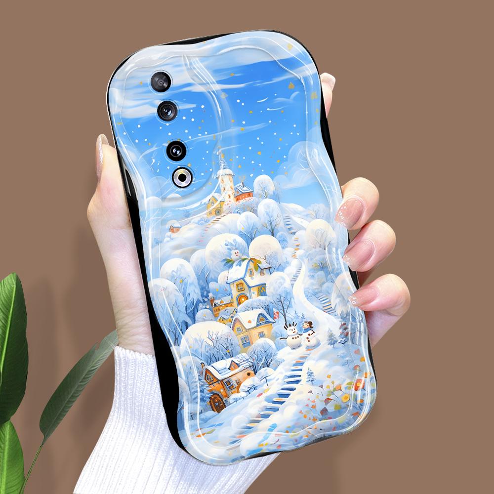 Uroczy wzór kreskówki Kremowa tekstura Obudowa Falista krawędź Miękki silikonowy pokrowiec Etui na telefon do iPhone'a Huawei Honor Infinix Tecno