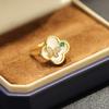European And American Classic Versatile Micro-Inlaid Zircon Natural Fritillary Four-Leaf Clover Ring Simple Gold-Plated Butterfly Open Ring Women'S