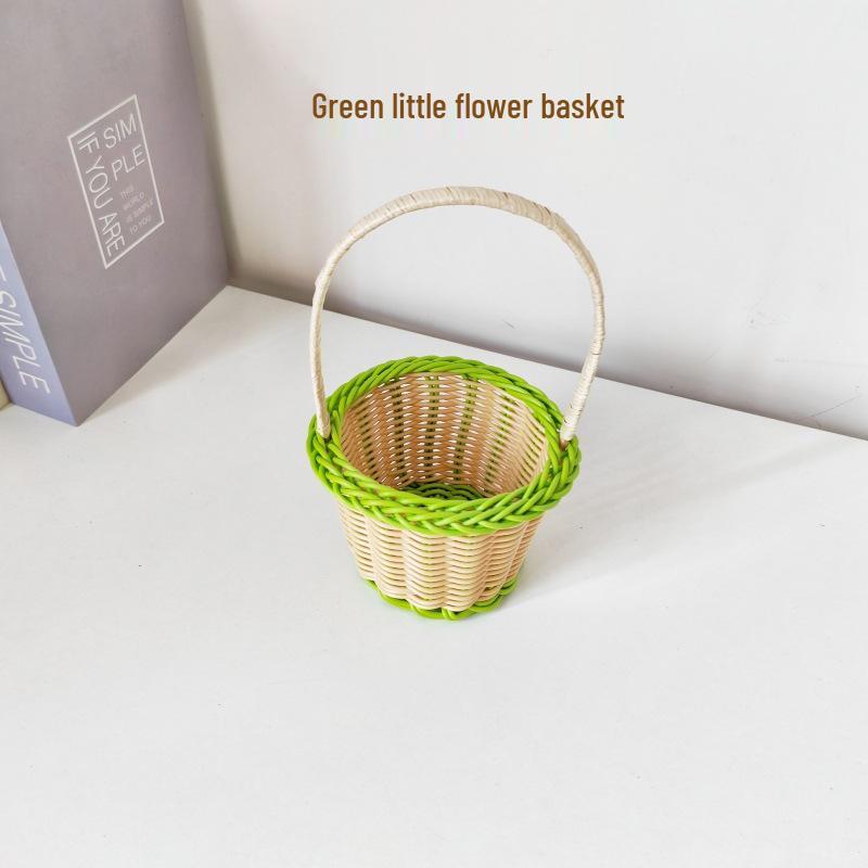 

Handheld Flower Basket Cosmetic Organizer: Wicker Monster Storage Box & Cute Handbag Souvenir 11.5 x 11.5 x 7.5 x 18 cm