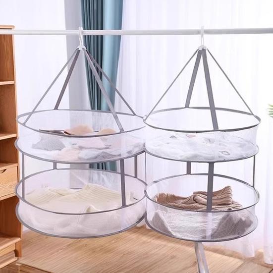 Foldable Mesh Clothes Drying Rack Hanging Sweater Socks Underwear Delicate Garments Dryer Net Lay Flat Collapsible Laundry Clothes Drying Basket
