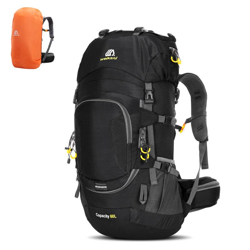 

60л Водонепроникний Туристичний Рюкзак Кемпінговий Альпіністський Велосипедний Рюкзак Зовнішня Спортивна Сумка з Дощовиком чорний