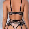 Sexy Lingerie Sets Garter Belt for Women Floral Embroidery Sexy Underwear Erotic Intimates See Through Bra Panty Suit Lace