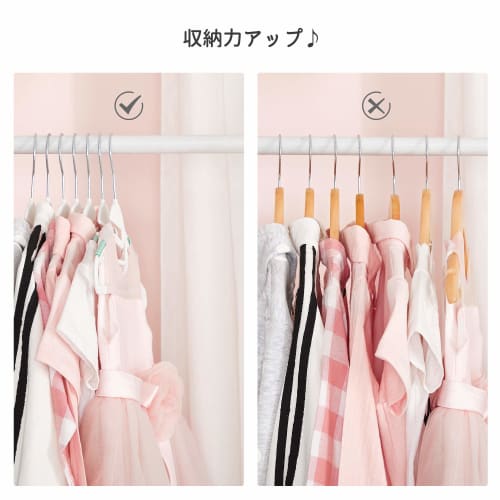 SONGMICS Children's Hangers, Non-Slip Junior Hangers, Kids' Hangers, Baby Hangers, Shape-Retaining Hangers, Collar Protection, Space-Saving, Slim, Mul