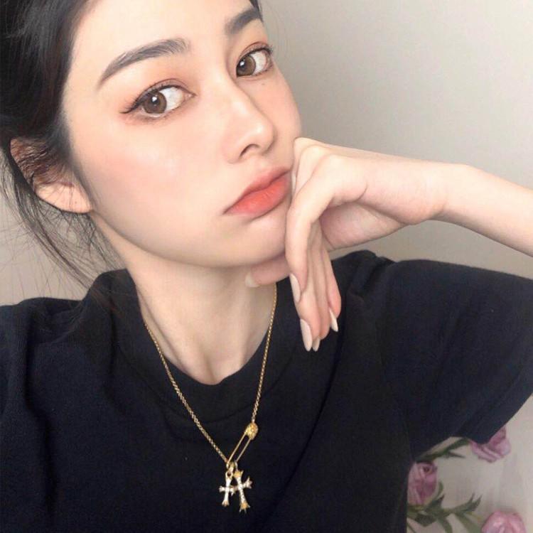 Eurn Ins Wind Chain Vintage Chain Gold Lock Pin Chain Necklace