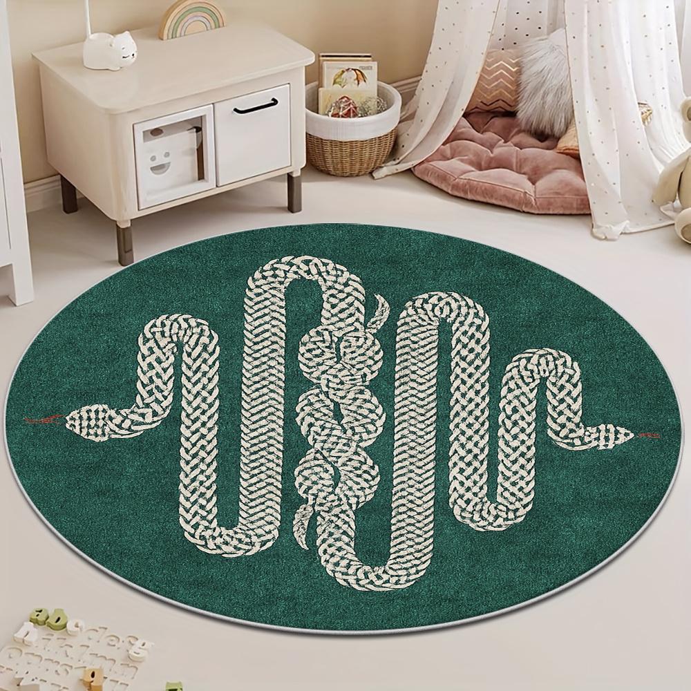 Rustic Medallion Round Area Rug Geometric Circular Floor Carpet Non-Slip Welcome Door Mat for Home Entrance Porch Decor