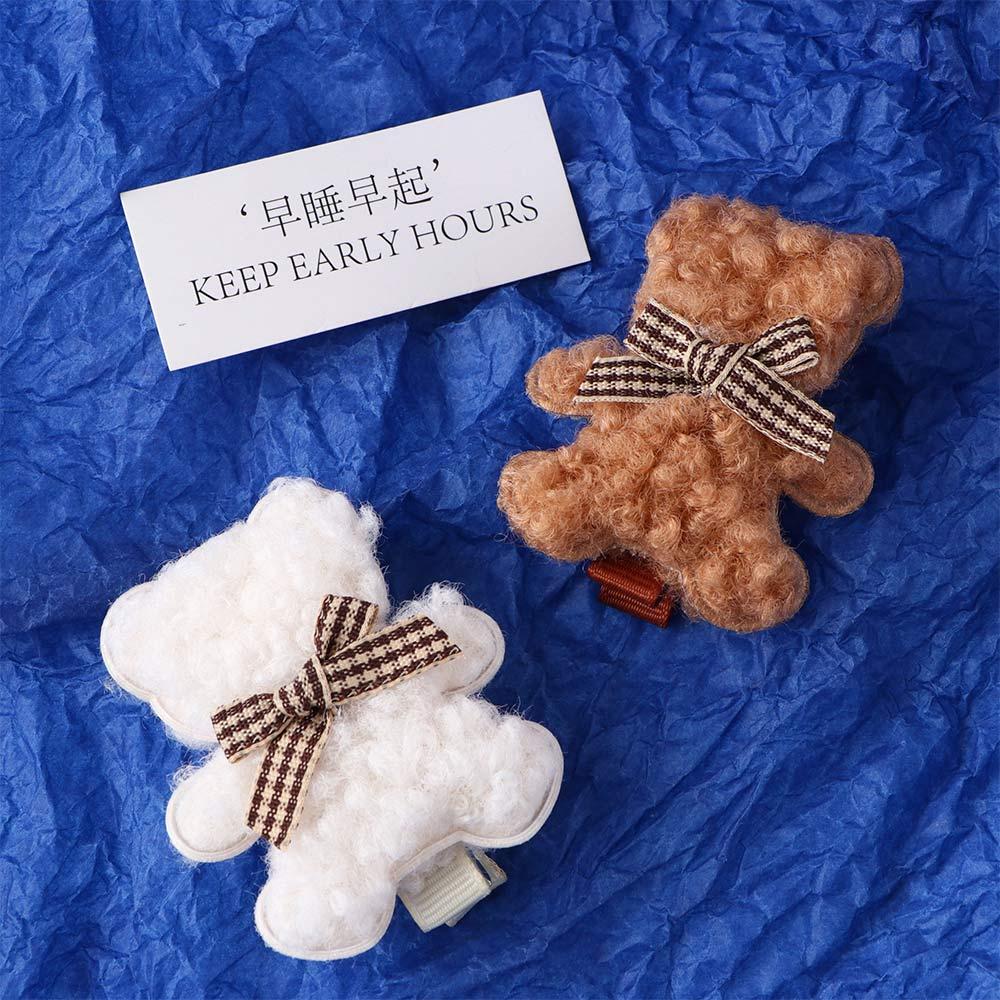 

Female Headdress Plush Hair Accessories Korean Style Barrettes Bear Hairpin Women Hair Clips кавовий