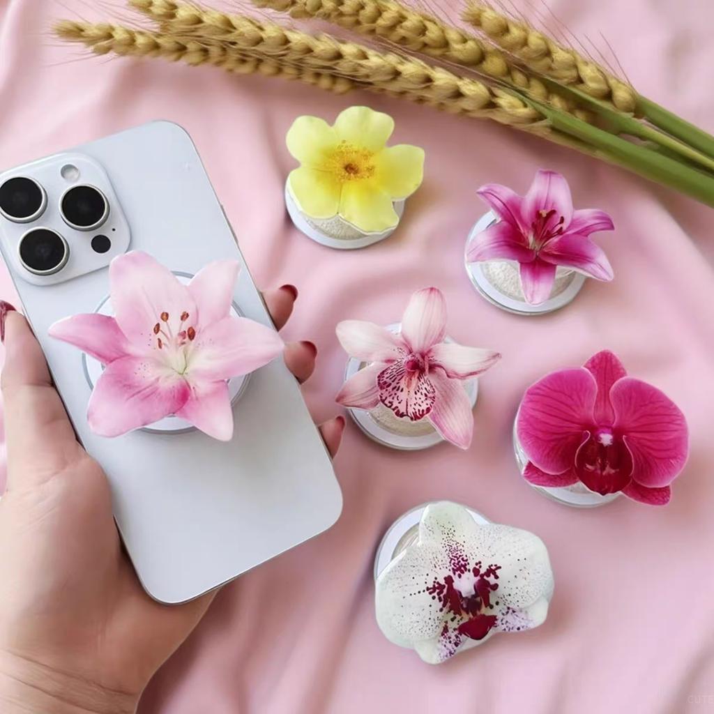 Orchid Acrylic Socket Grip Flower Phone Holder Socket Folding Phone Grip Phone Support Hot Talent Recommendation For IPhone 16