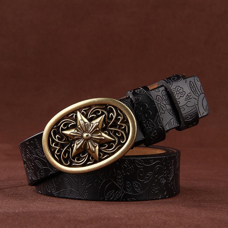 Women's Korean Court Style Antique Cowhide Leather Belt - Retro Decorative Waistband
