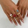 Geometric Adjustable Ethnic Open Ring Set Fashion Jewelry Aesthetic Retro Vintage Punk Gold Color Knuckle Joint Rings Irregular Accessories