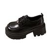 Platform thick heel loafers women's 2025 new autumn versatile British style small leather shoes muffin black jk single shoes