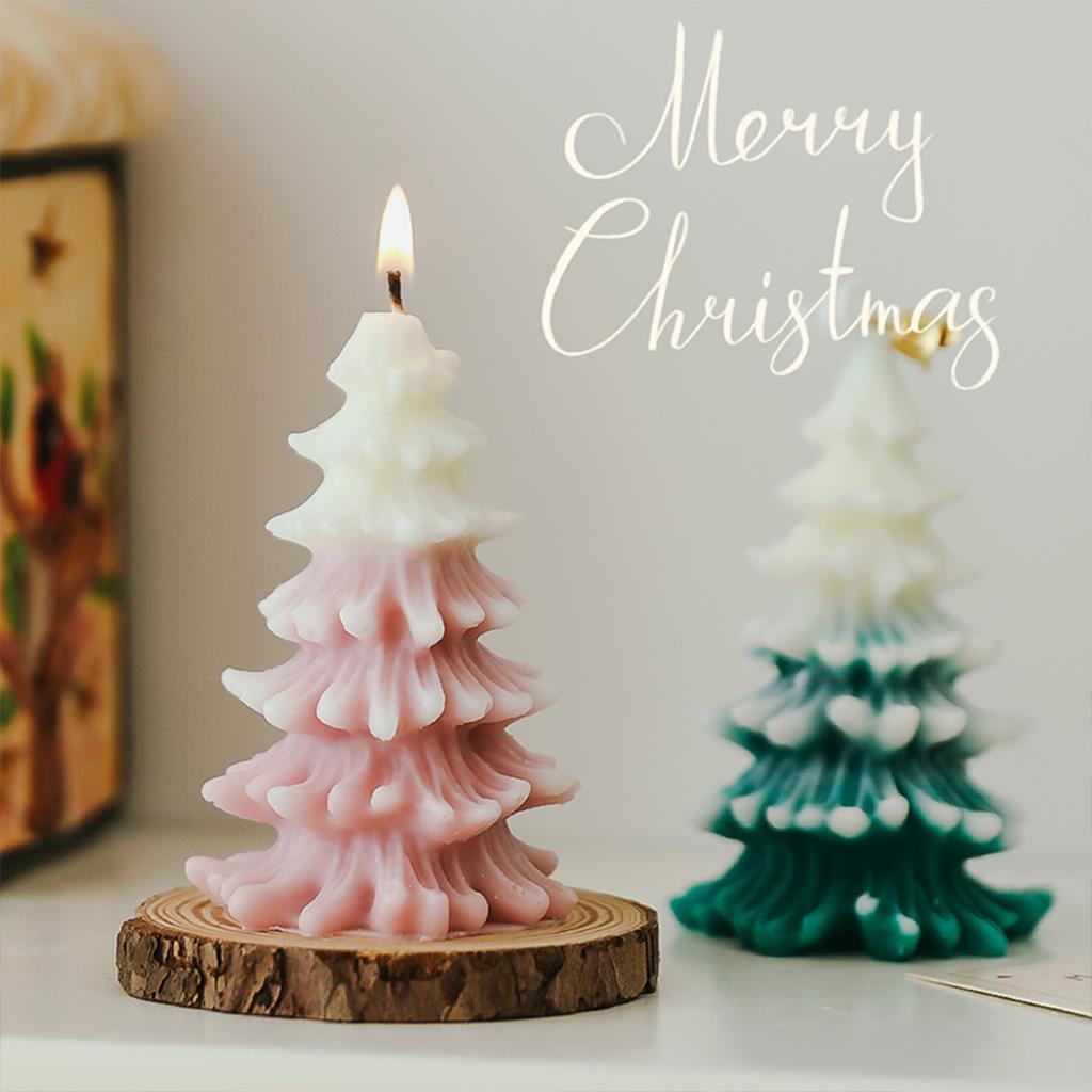Christmas Tree Candle Frosted Scented Candle Two-tone Gradient Scented Candle, Christmas Tree Scented Candle Home Décor Gift