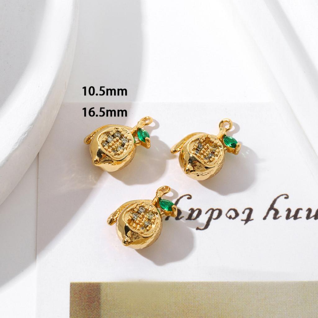 2 PCs Brass Charms 18K Gold Plated 3D Fruit Cherry Peach Strawberry Grape Pendants For Jewelry Making Necklace Bracelet DIY