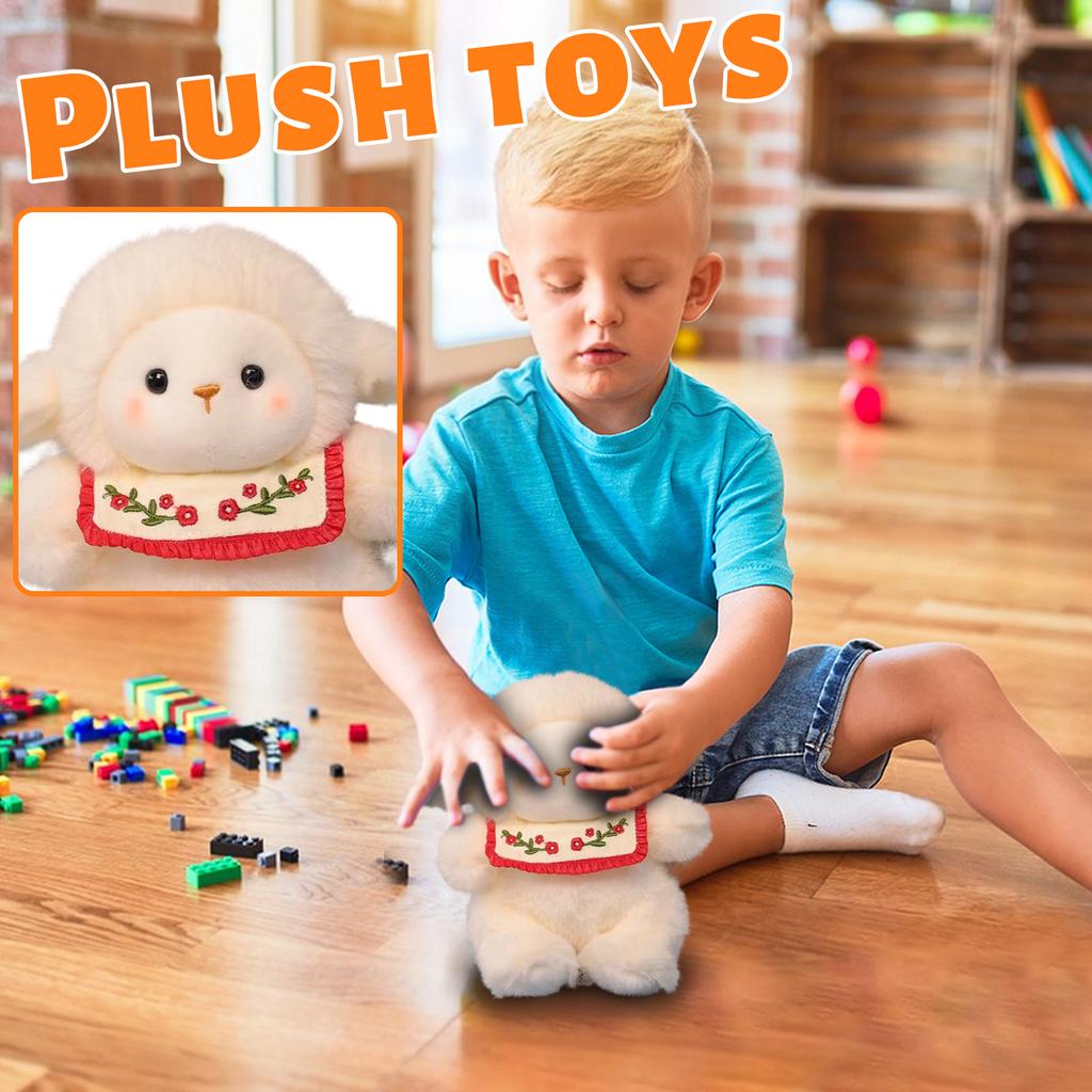 Plush Lamb Stuffed Animal Soft Toy Doll with Fabric Dress Cute Design Suitable for Kids Toddlers and Collectors Gift Idea