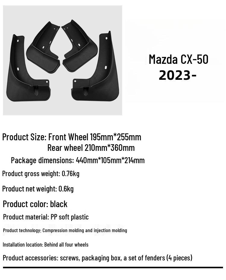 Mazda CX-50 2023 Schmutzfänger für Kotflügel