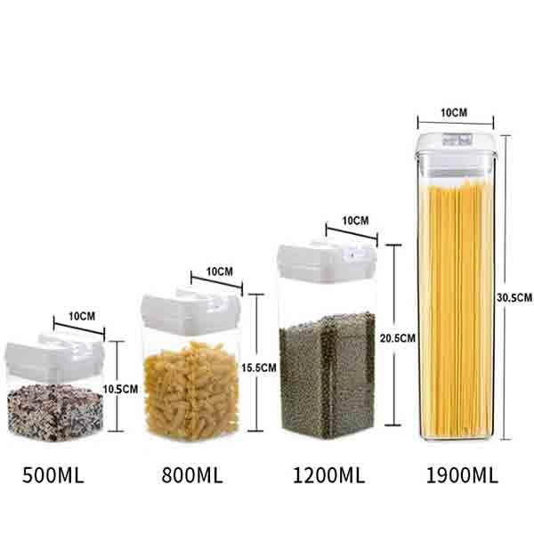 5Pcs / Set Food Storage Box Sealed Grain Storage Tank Dried Grains Container with Lid-Transparent Food Organizer