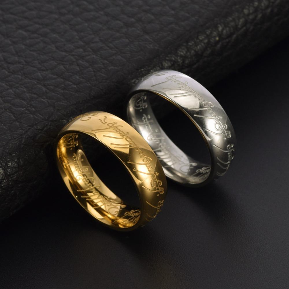 Stainless Steel Laser Engraving Exquisite Couples Wedding Rings, Men And Women Fashion Movie Jewelry Gifts