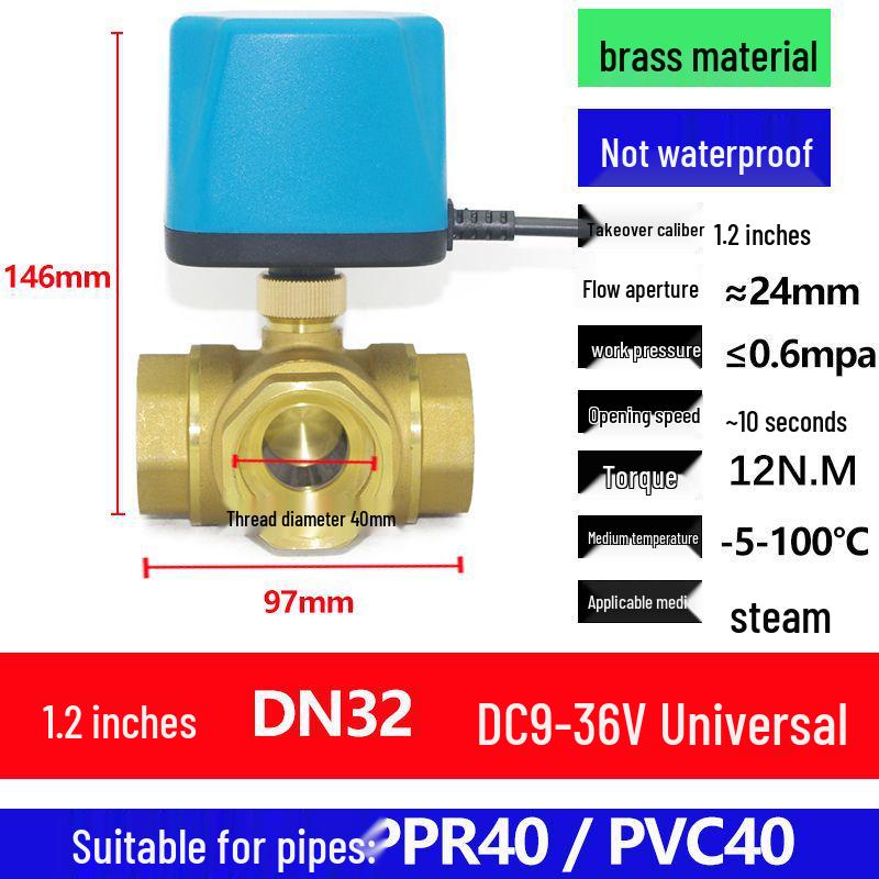 Solar Electromagnetic Temperature Control Ball Valve: ADC 12V/24V/220V, Two-Way/Three-Way, Normally Open/Closed.