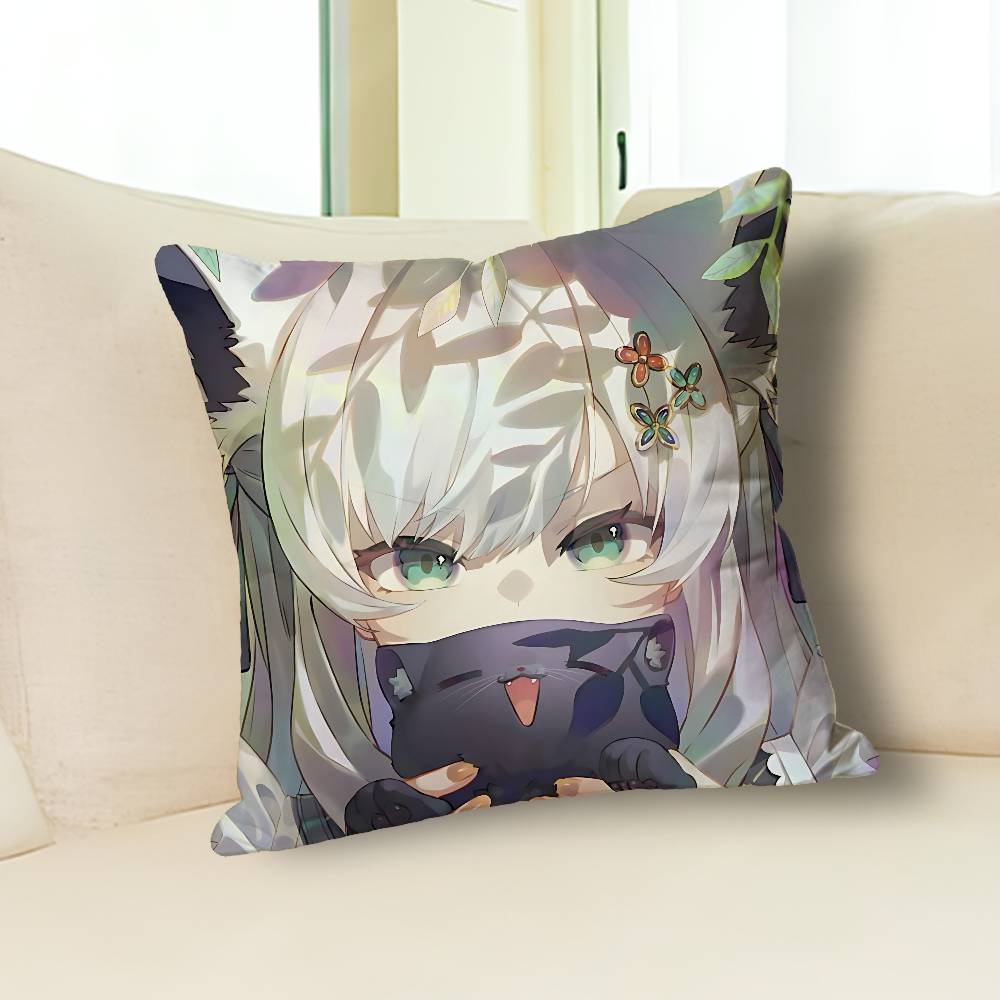 S-Shirakami Cute F-Fubuki Pillow Cases for Bedroom Living Room Sofa Home Decor Polyester Cushion Cover with Zipper