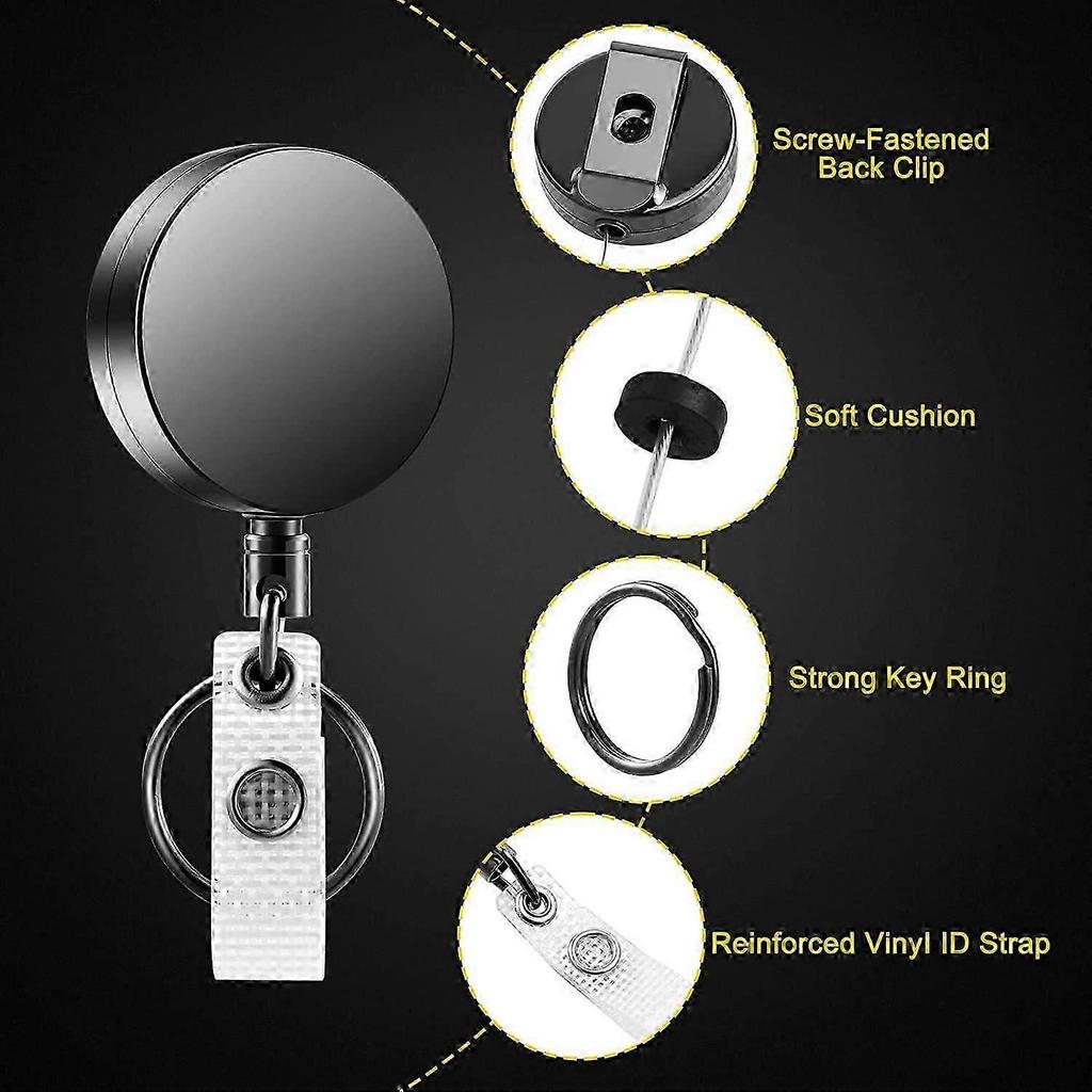 Heavy Duty Badge Reel, Retractable Badge Holder, Upgraded Retractable Badge Holder, Premium Heavy Duty Metal ID Badge Holder