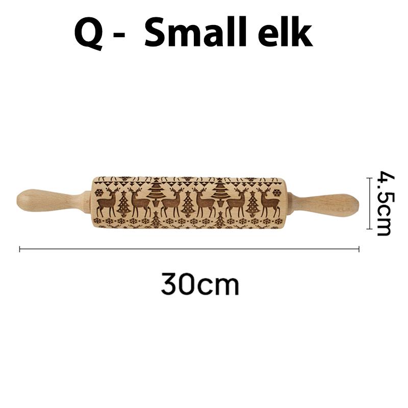 Wooden Christmas Rolling Pins Rock Snowflake Elk Embossing Baking Tool Cookies Biscuit Fondant Cake Patterned Roller Dropship