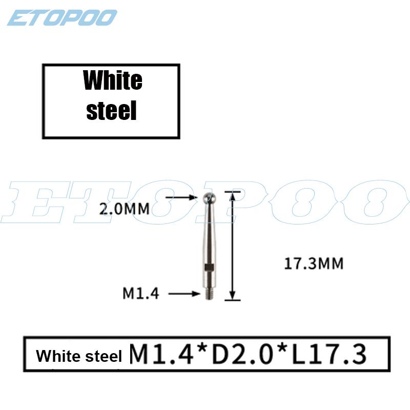

Contact Points for Dial Test Indicator Ruby Tips 2mm Ball Diameter 18mm Length M2.0 Thread Measurement Analysis Instrument Gauge white M1.4xL17.3