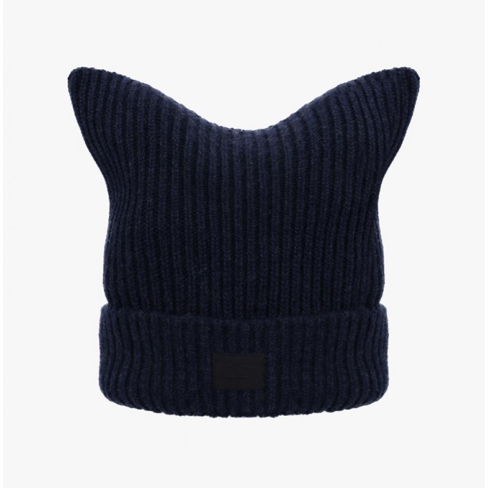 Acne Studios Beanie Face Logo Patch C40426 Navy Melange