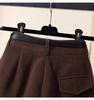 Women's High Waist Corduroy Shorts - Slimming Coffee Wide Leg Korean Style with Rolled Hem