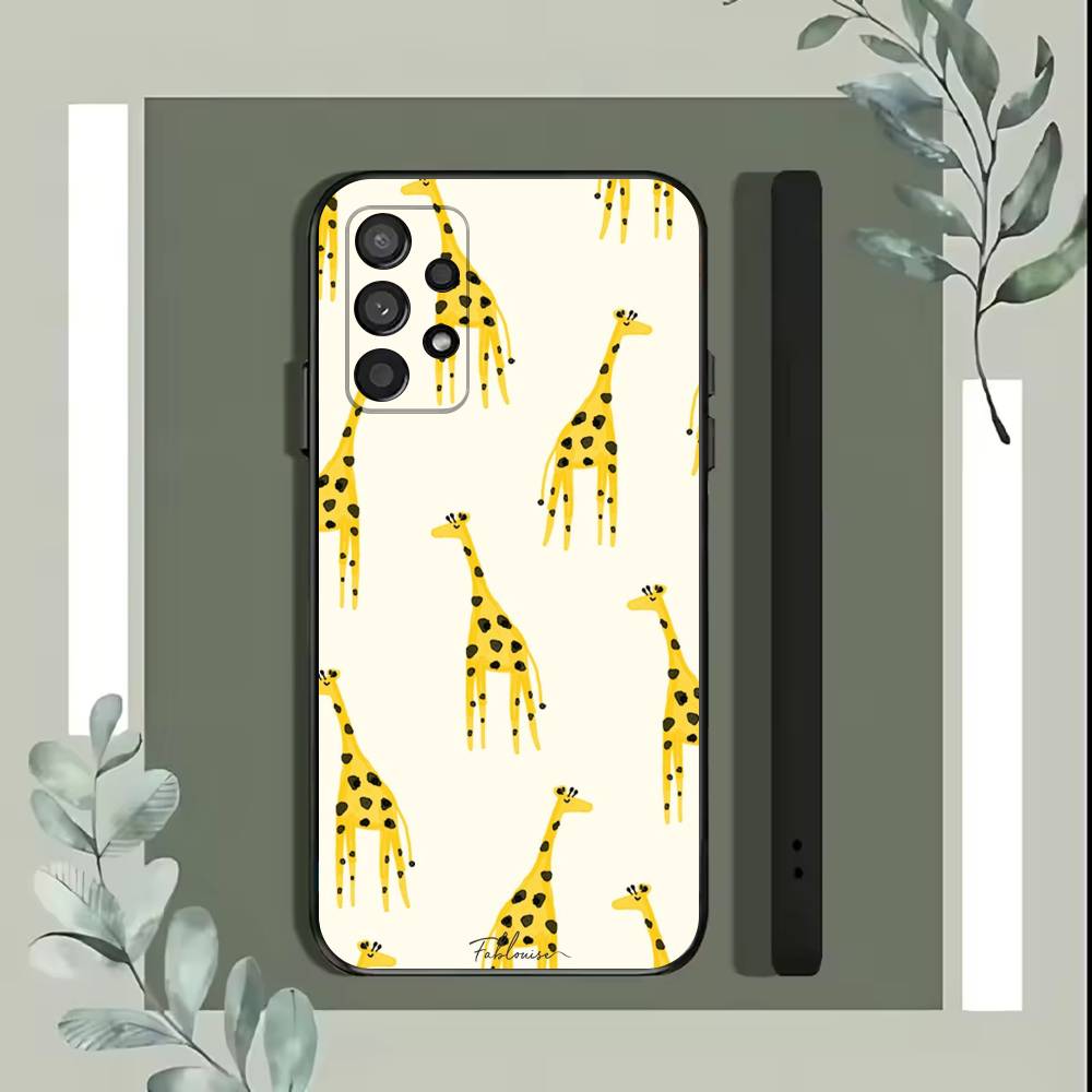 Striped Background Giraffe  Phone Case For Samsung S25,S24,S21,S22,S23,S30,Ultra,S20,Plus,Fe,Lite,5G Black Cover