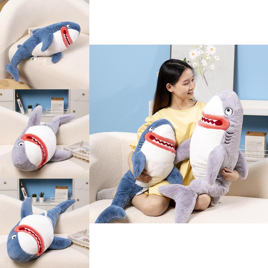 Large Ocean Animal Plush Toy Pillow Wholesale Shark Doll Cross-border Pressure Bed Doll Birthday Gift 85cm