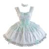 Toku und Yuu Lolita JSK Gothic Lolita Mori Girl Latzrock mit Spitze Geflochten Mini Gothic Prinzessin Niedliches Band Mori Girl Schulfest Kleid,