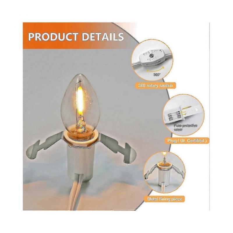 5 Base C7 String Bulbs Christmas Village Light Accessory Cord with 5 Led Light Bulb