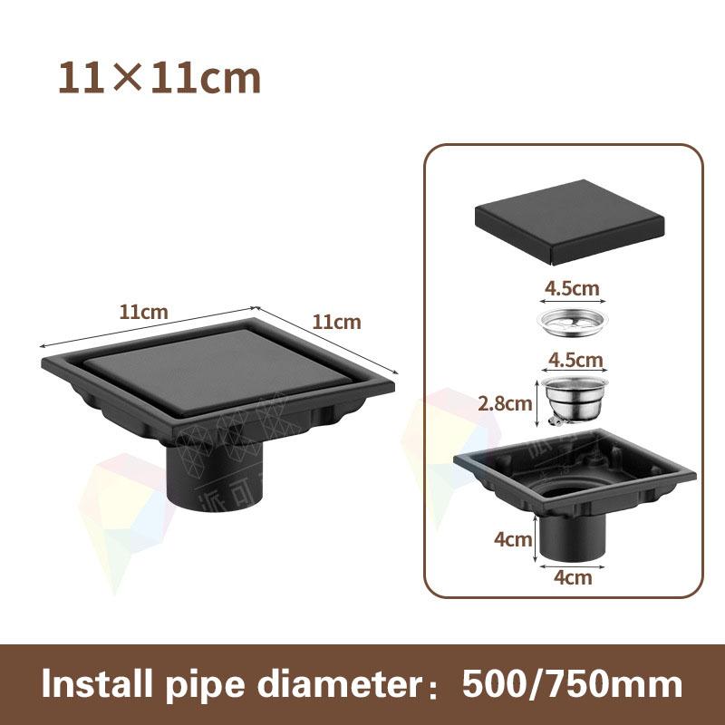 

10/11/15cm Tile Insert Square Floor Waste Drain Bathroom Grates Shower Drain 304 Stainless Steel Large Flow Drainer Accessories