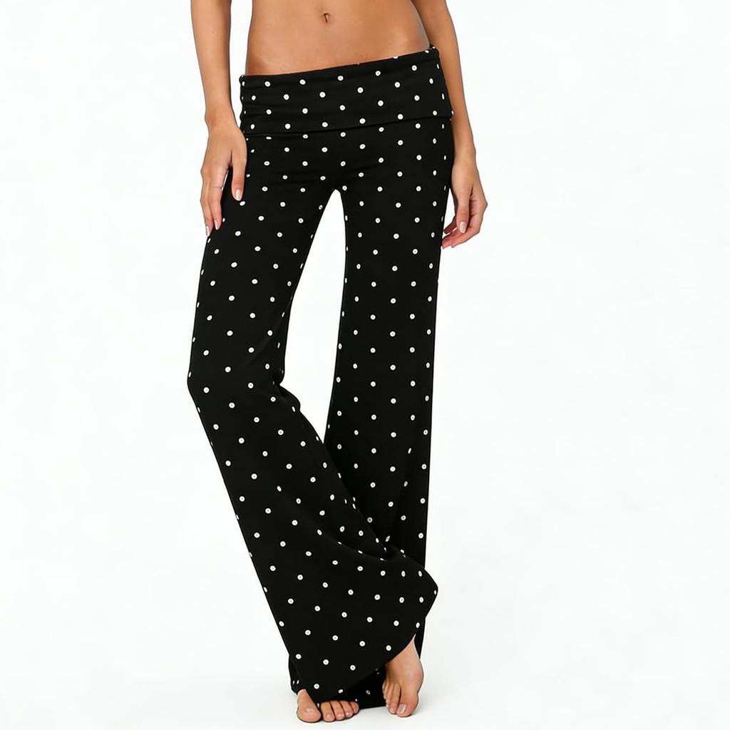 Pantaloni da Lounge a Zampa d'Elefante Slim Fit a Righe e Pois da Donna Pantaloni Casual Sportivi per Yoga Vita Comoda