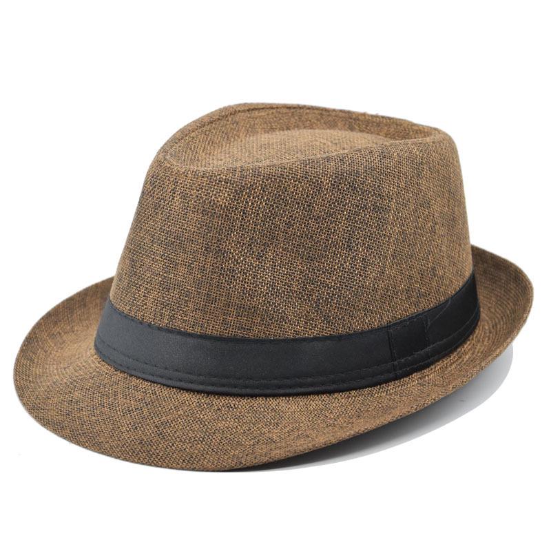 British Style Linen Fedora: Cross-border Gift for Middle-aged and Elderly; Outdoor Sun Protection Panama Performance Hat.