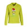 Women's Stand-up Collar Long-sleeved Pullover Top, Christmas Print Sports Top