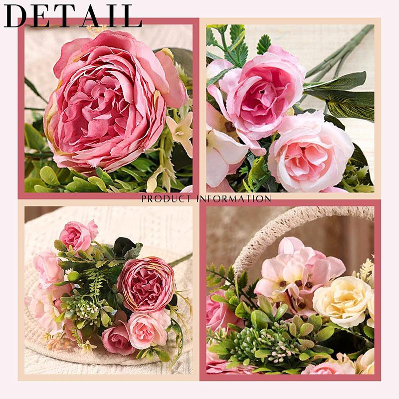 Artificial Flowers Pink Artificial Peony Fake Peonies Bouquet Rose Flower Arrangement Table Centerpiece Party Home Decoration