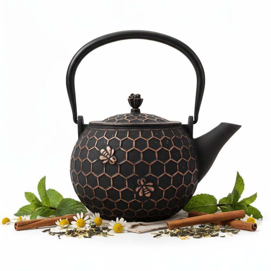 CAST IRON KETTLE 1.8L TEA INFuser with Copper Accents