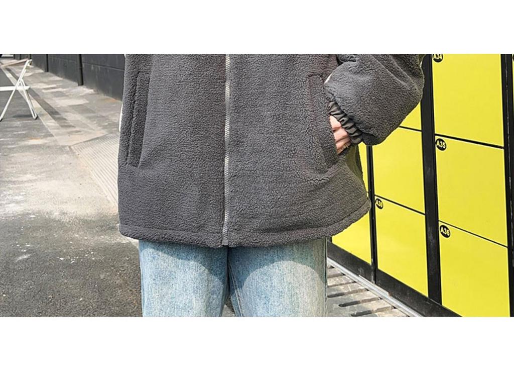 Men's Lambswool Hooded Coat, Autumn/Winter Embroidered Thick Cotton Jacket, Trendy Couple Style.