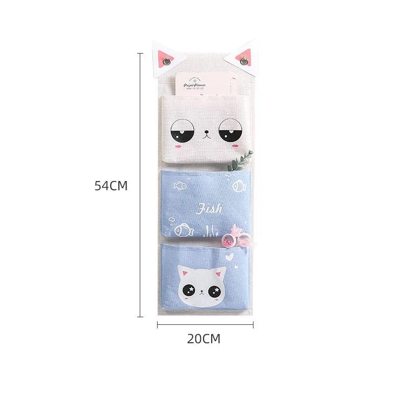 3/5 Pocket Wall Mounted Storage Hanging Bag Cloth Art Bag Cosmetics Toys Sundries Organizer Storage Bag Home Bedroom Hanging Bag