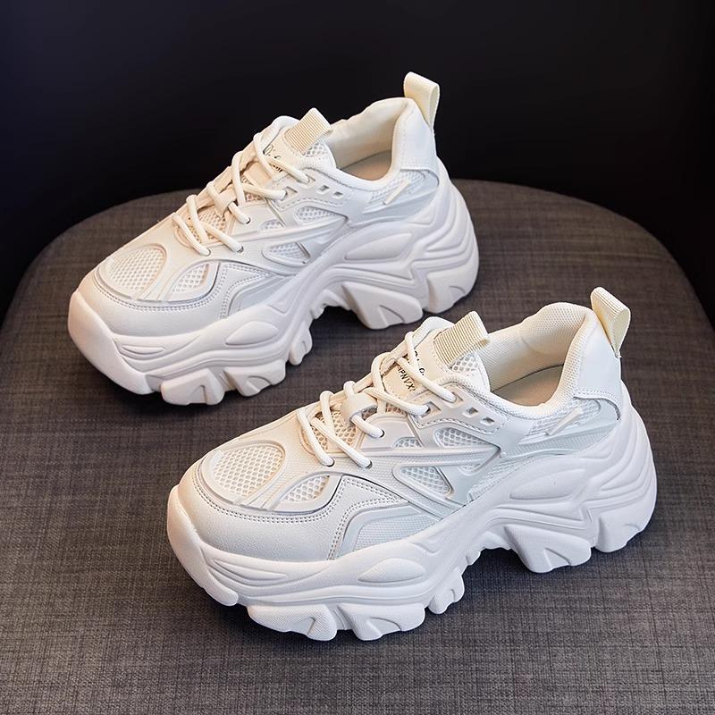 New Women New Fashion Platform Sport Shoes Women Summer Black Casual Chunky Sneakers Women Mesh Leather Platform Shoes