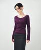 MONGDOL [Set] Boat Neck Layered Ribbed T-Shirt Violet Mdts087Violet